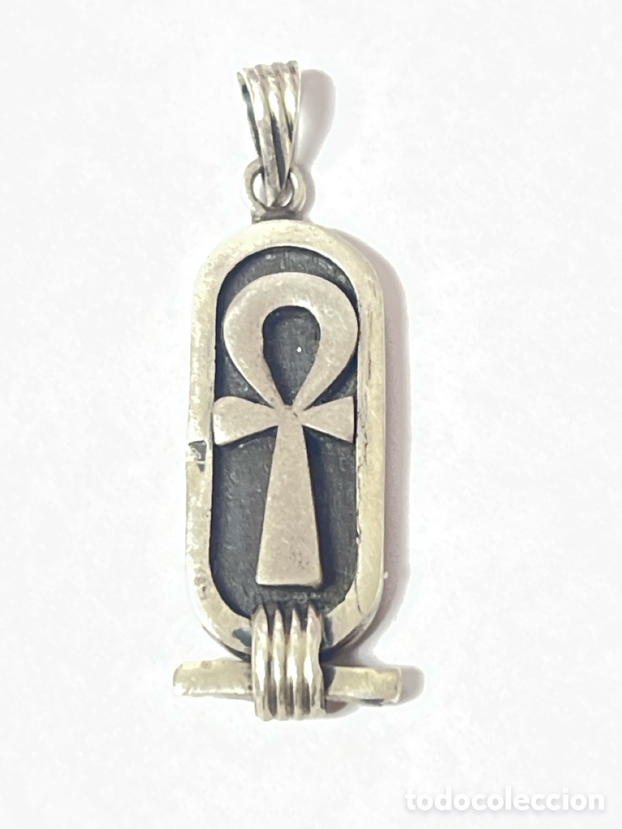Joyeria: Colgante de cruz de la vida y anverso escarabajo de plata /C515