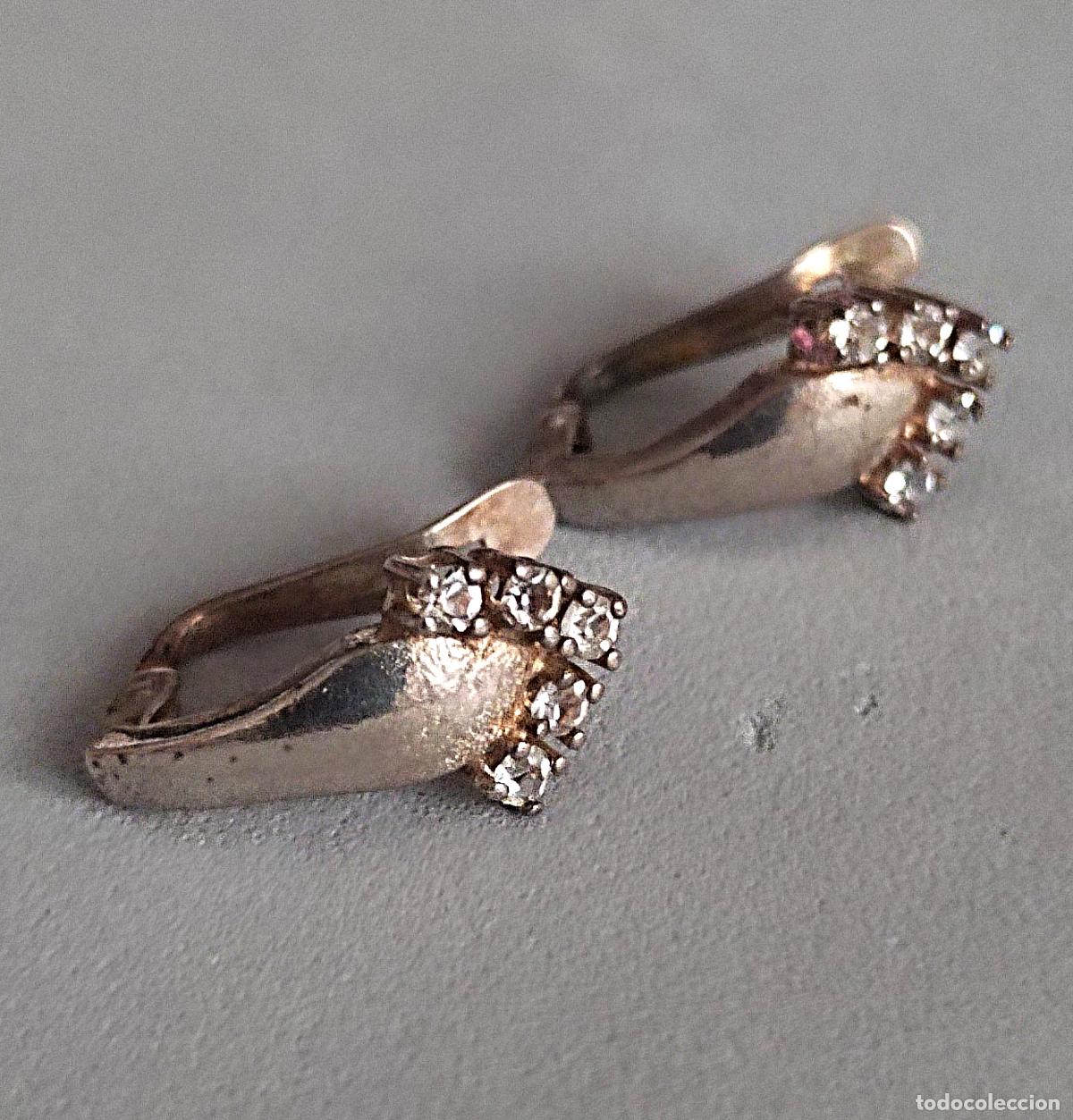Joyeria: Pendientes plata de ley con circonitas, cierre de pala catal&aacute;n. - Foto 4