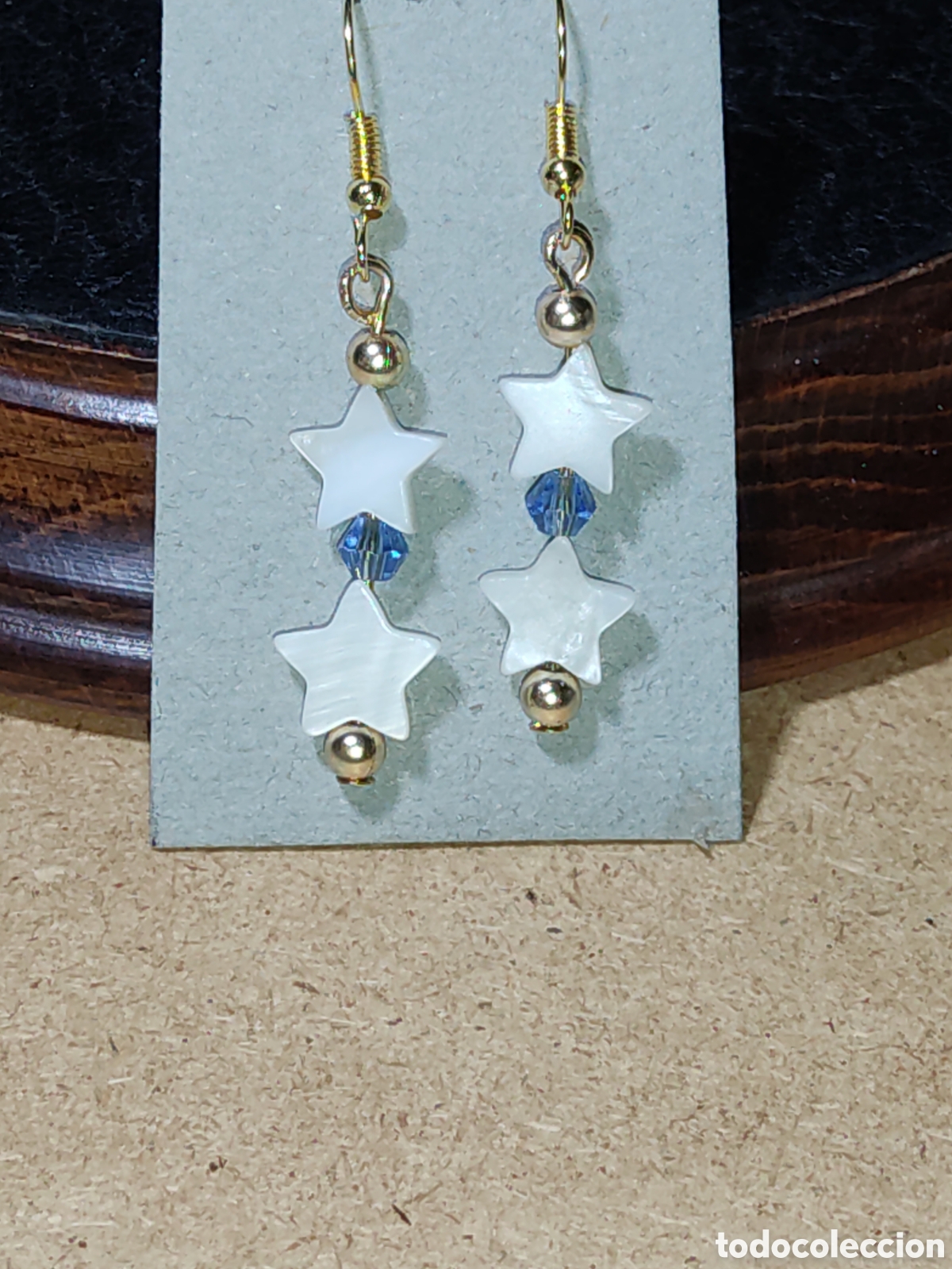 Joyeria: Pendientes estrella de n&aacute;car y cristal.Vinrage. - Foto 1