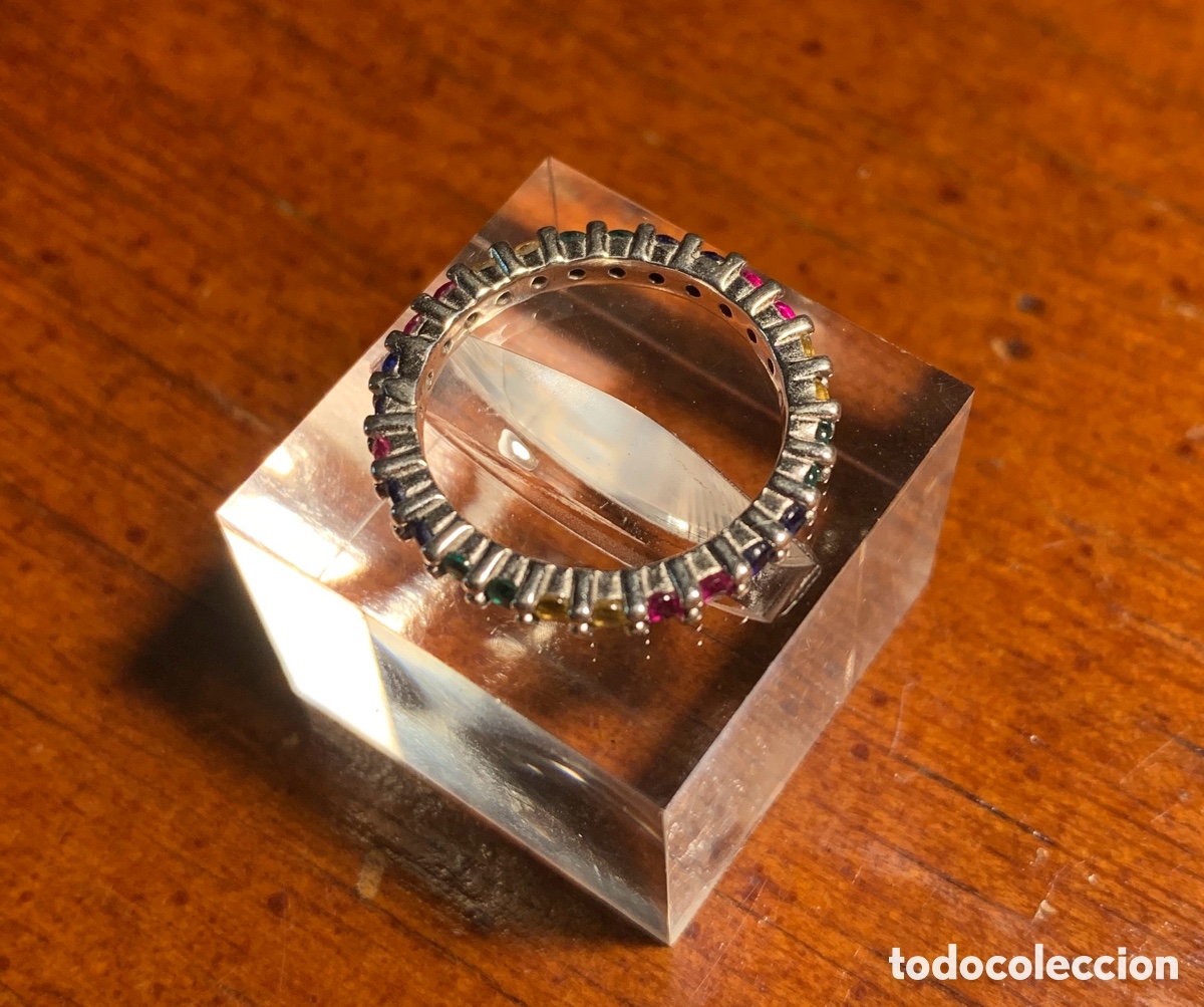 Joyeria: Anillo arcoiris multicolor circonitas. Plata de ley 925 contrastada. - Foto 2