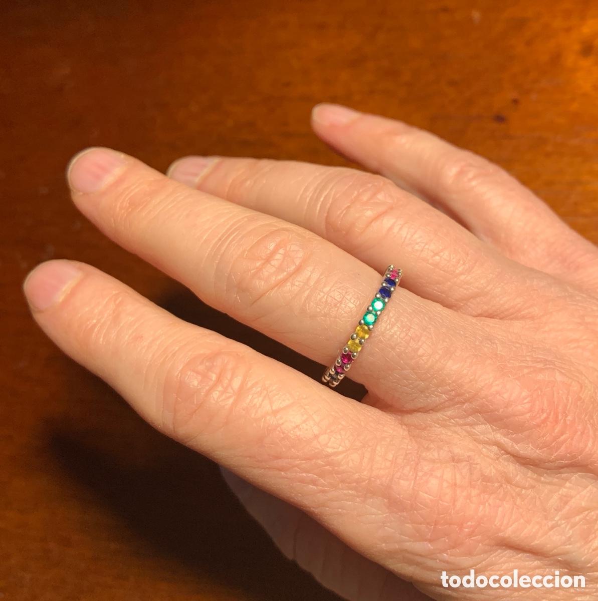Joyeria: Anillo arcoiris multicolor circonitas. Plata de ley 925 contrastada. - Foto 3