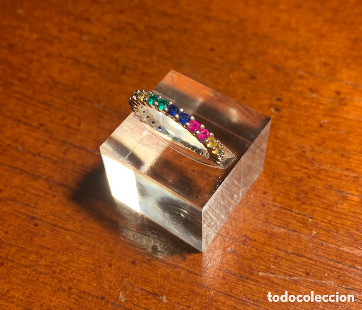 Joyeria: Anillo arcoiris multicolor circonitas. Plata de ley 925 contrastada. - Foto 4