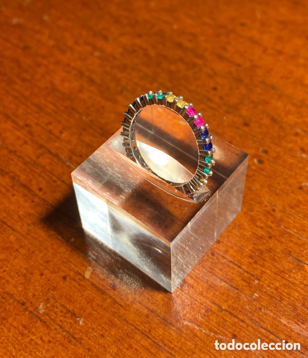 Joyeria: Anillo arcoiris multicolor circonitas. Plata de ley 925 contrastada. - Foto 1