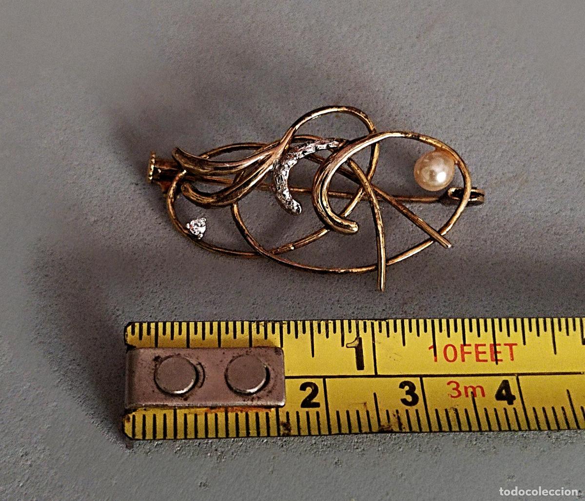 Joyeria: Antiguo broche de plata dorada con perla. - Foto 2