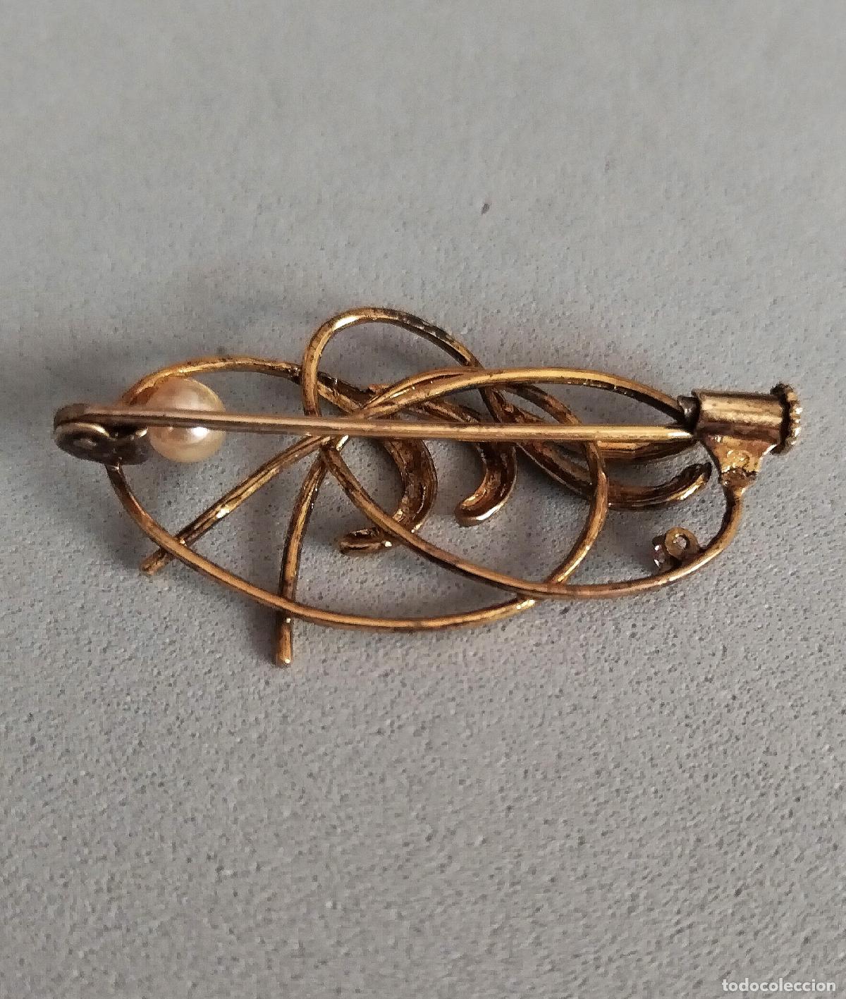 Joyeria: Antiguo broche de plata dorada con perla. - Foto 3