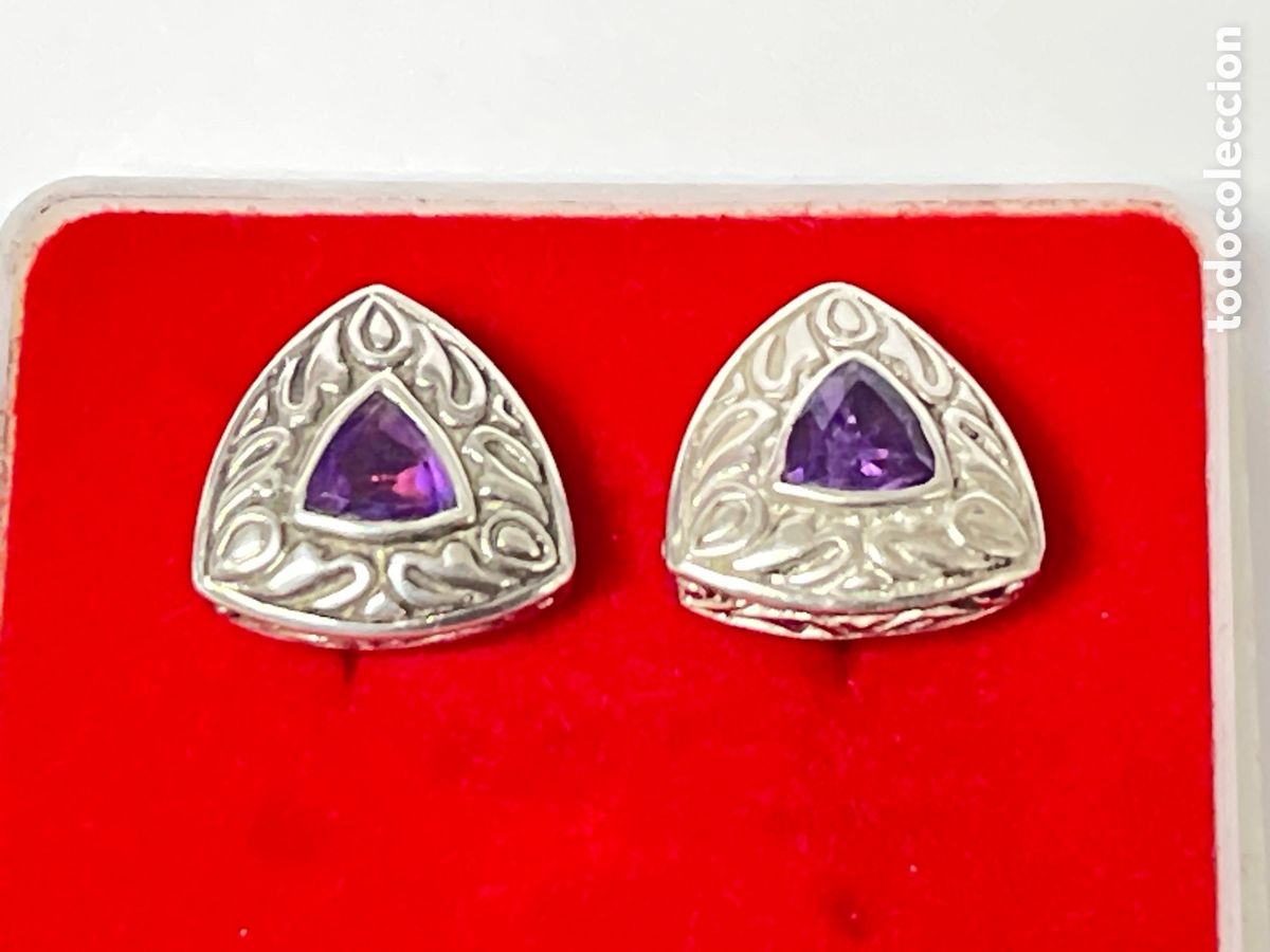 Joyeria: Pendientes de plata y Amatista P&uacute;rpura /P433