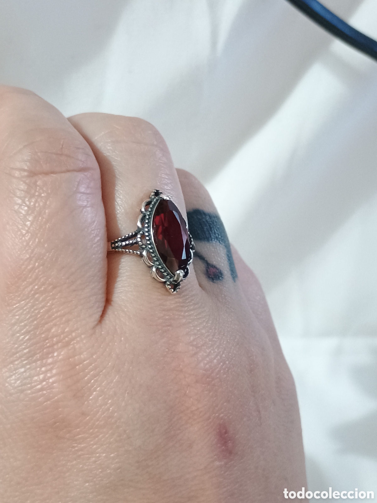 Joyeria: Anillo Plata Granate Natural Marquise - Foto 5