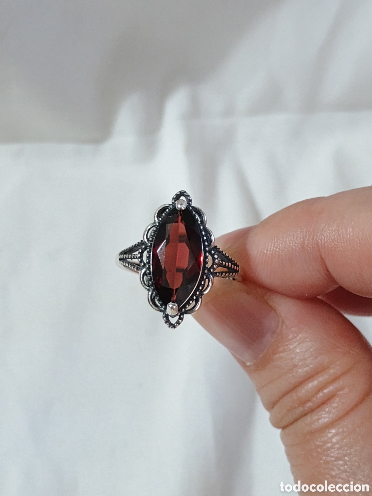 Joyeria: Anillo Plata Granate Natural Marquise - Foto 6
