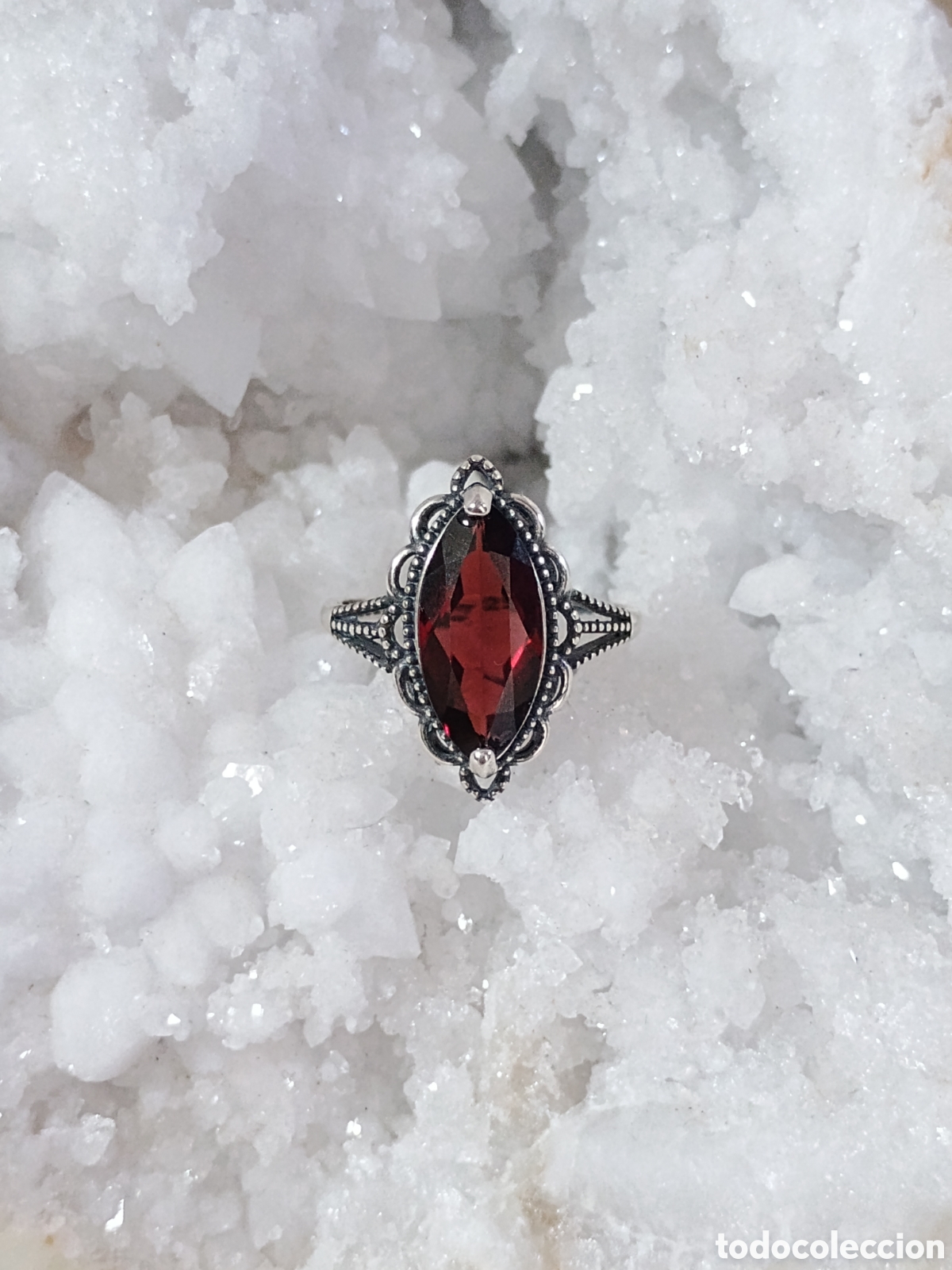 Joyeria: Anillo Plata Granate Natural Marquise - Foto 1
