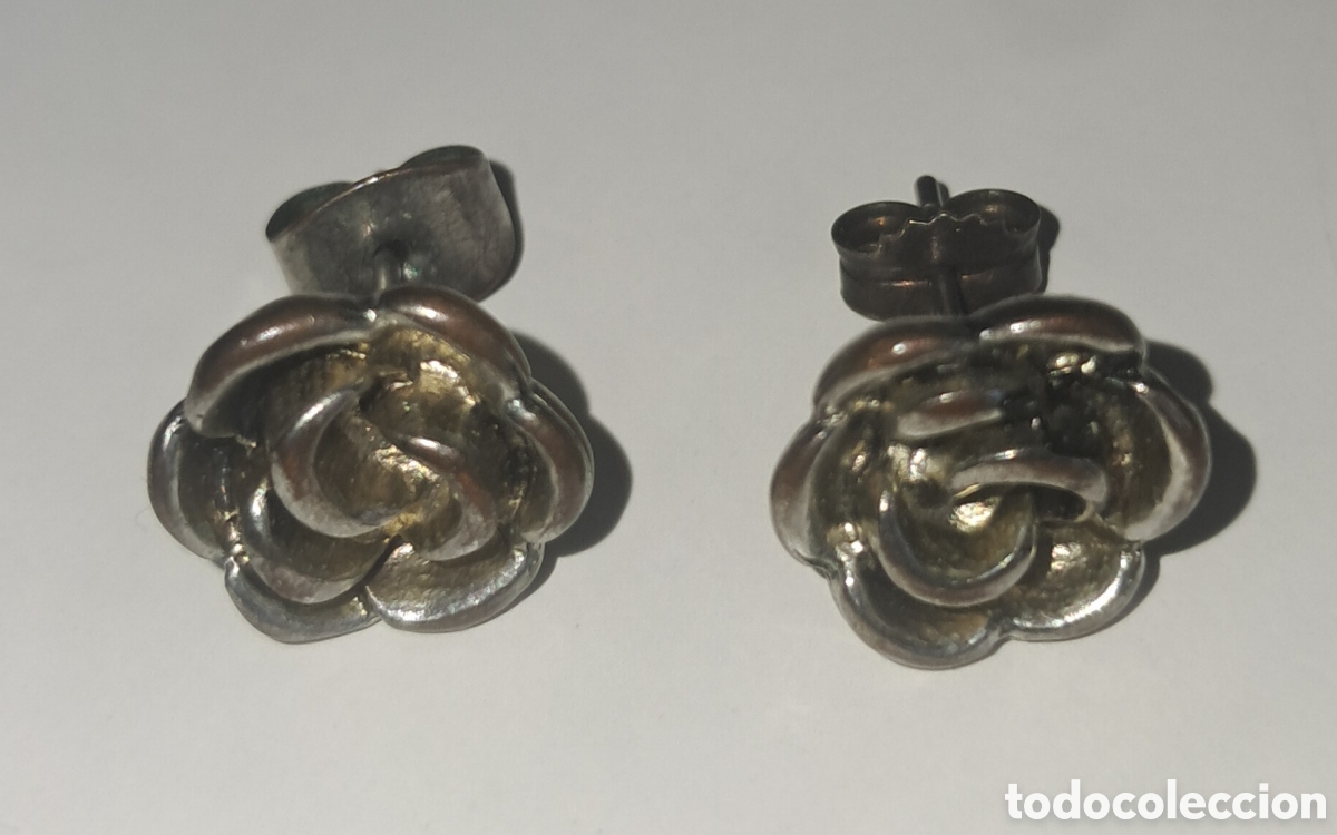 Joyeria: PENDIENTES ROSETAS ESTILO FLOR DE CHANEL EN PLATA - Foto 1