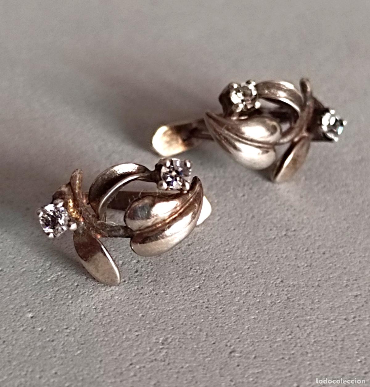 Joyeria: Pendientes de plata con circonitas, cierre de pala catal&aacute;n. - Foto 1