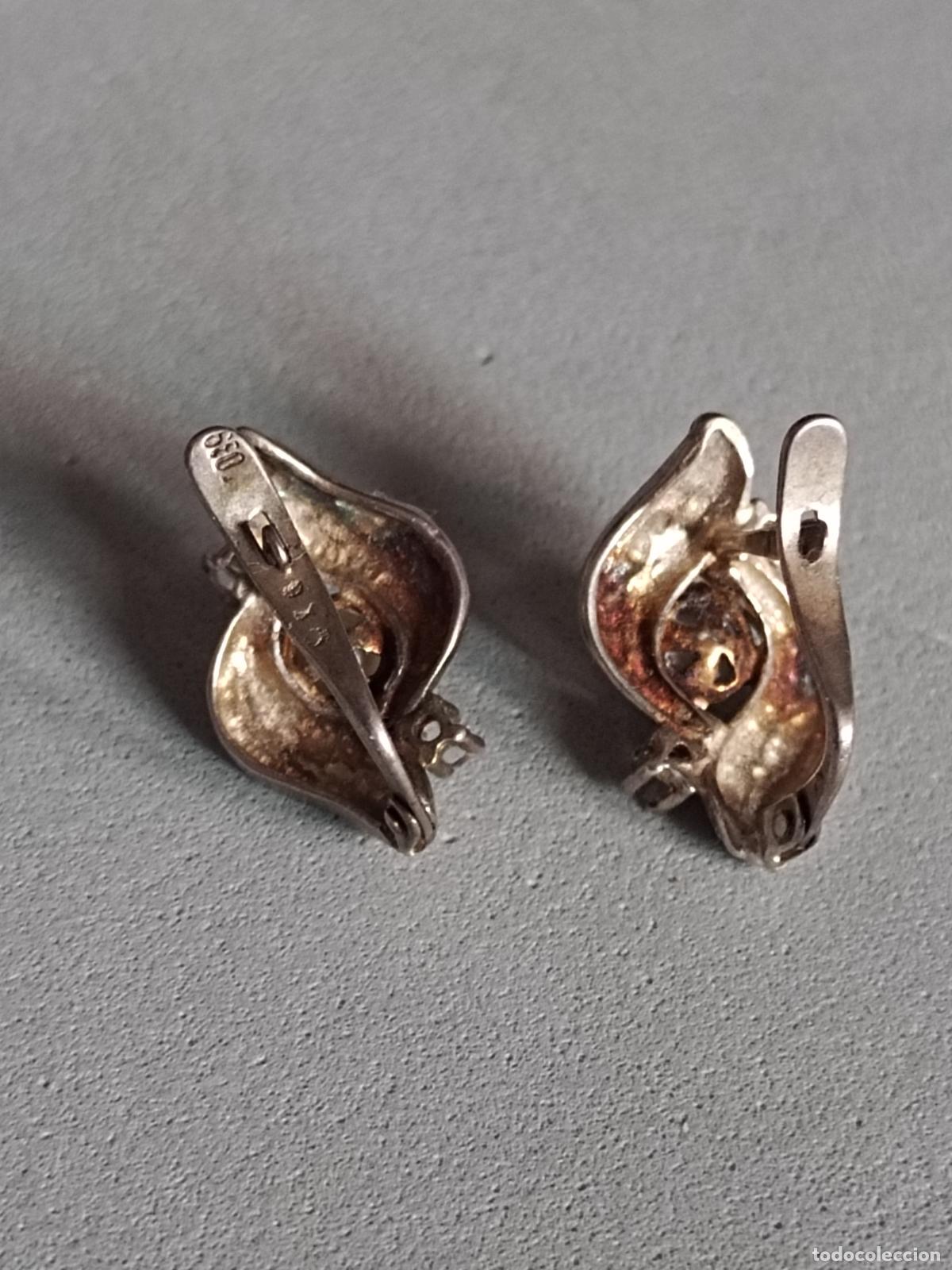 Joyeria: Pendientes de plata de ley con circonitas, cierre de pala. - Foto 2