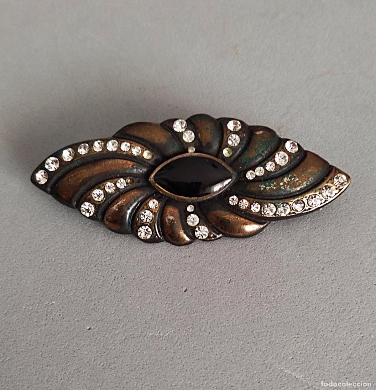 Joyeria: Antiguo broche con piedra negra. - Foto 6