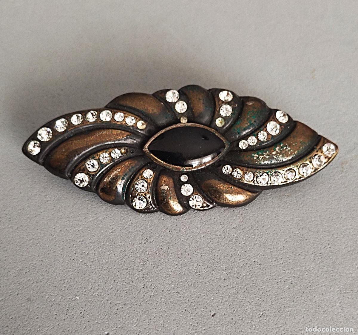 Joyeria: Antiguo broche con piedra negra. - Foto 1