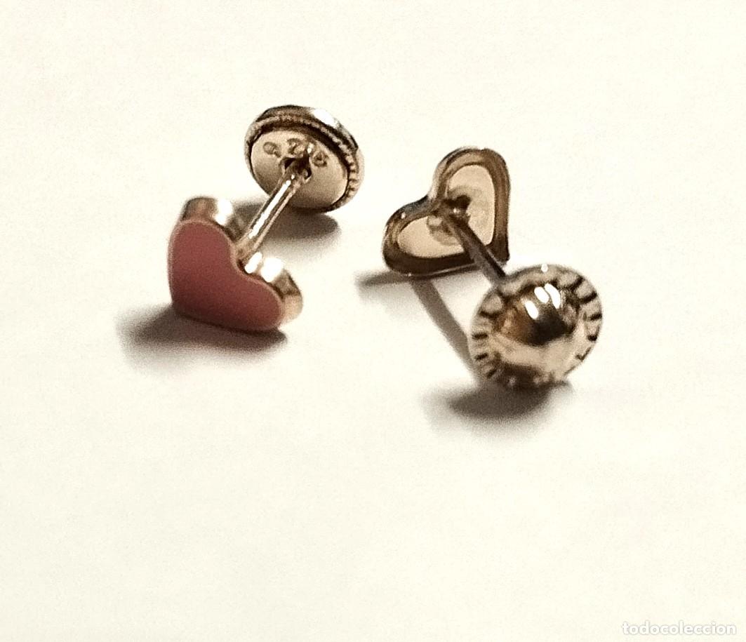 Joyeria: Pendientes de ni&ntilde;a en Plata de Ley 925, forma de coraz&oacute;n - Foto 2