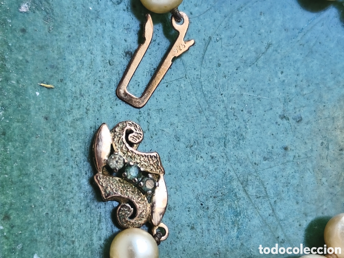 Joyeria: COLLAR TIPO PERLAS ANTIGUO CON CIERRE PLATA DORADA 925 - Foto 2