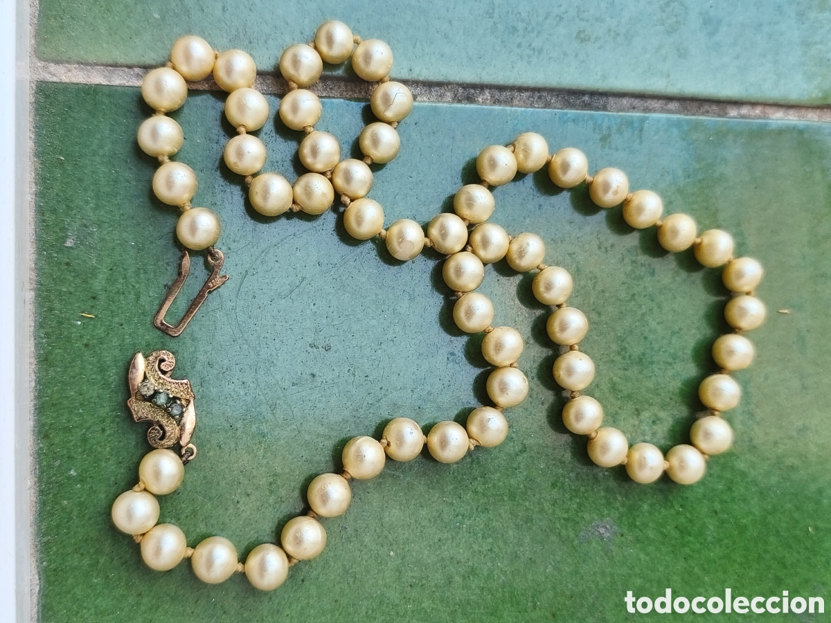 Joyeria: COLLAR TIPO PERLAS ANTIGUO CON CIERRE PLATA DORADA 925 - Foto 3
