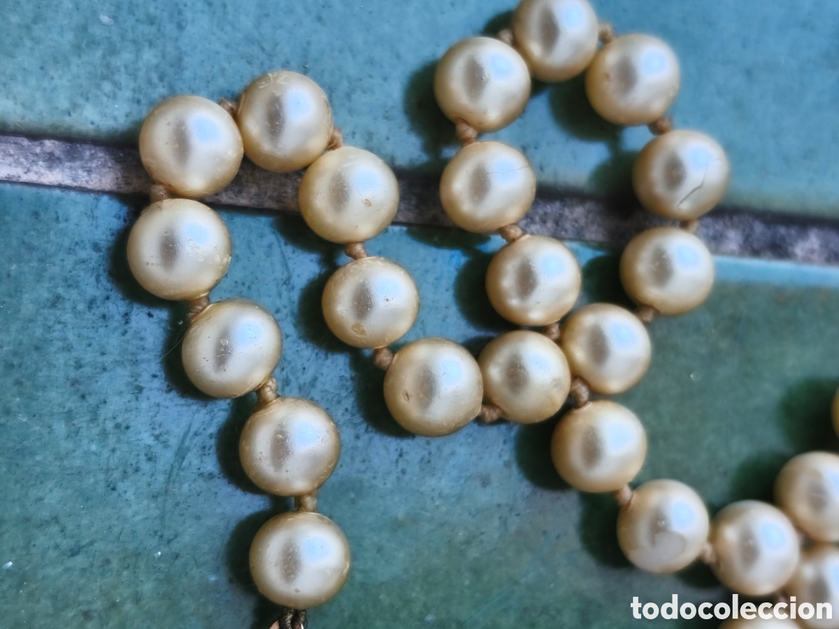 Joyeria: COLLAR TIPO PERLAS ANTIGUO CON CIERRE PLATA DORADA 925 - Foto 5