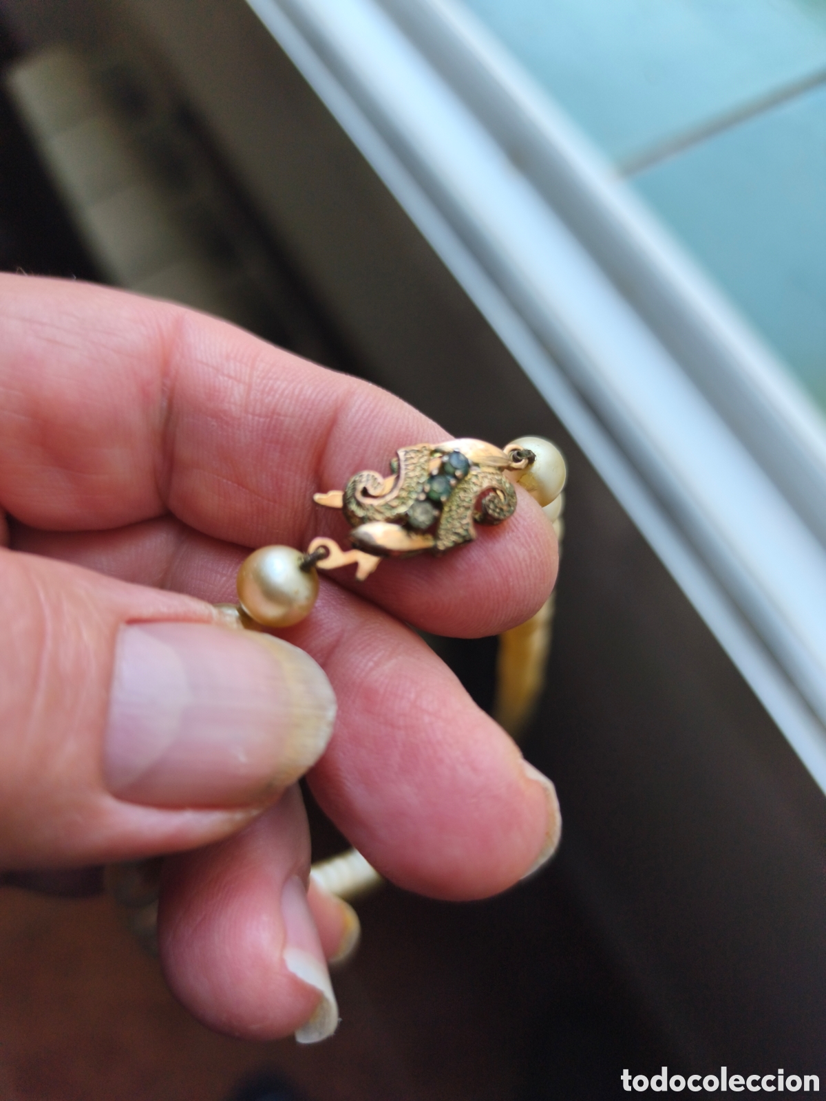 Joyeria: COLLAR TIPO PERLAS ANTIGUO CON CIERRE PLATA DORADA 925 - Foto 7
