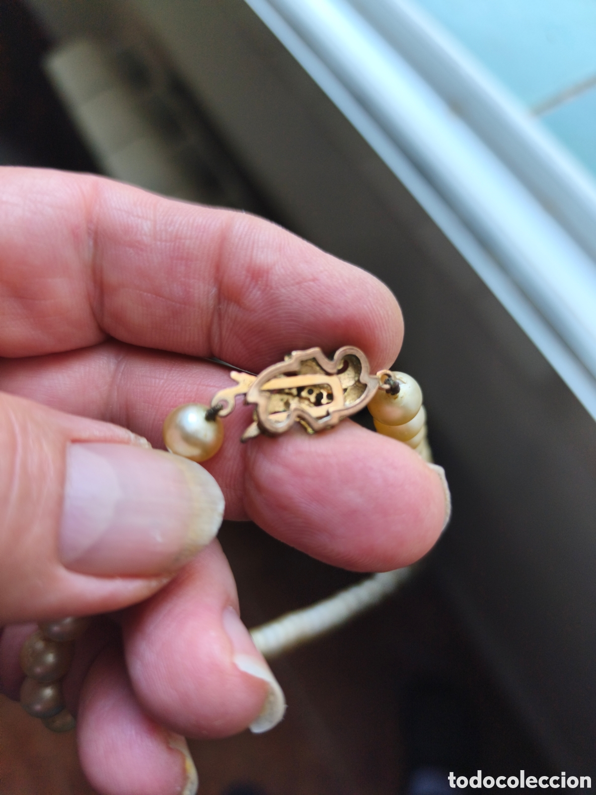 Joyeria: COLLAR TIPO PERLAS ANTIGUO CON CIERRE PLATA DORADA 925 - Foto 8