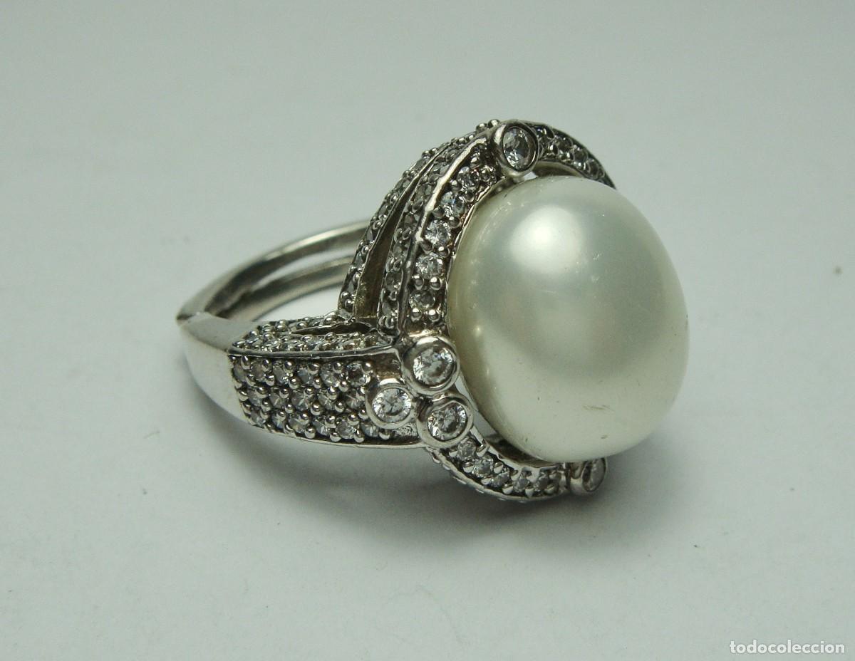Joyeria: Anillo en plata 925 con perla y pav&eacute; de circonitas - Foto 1
