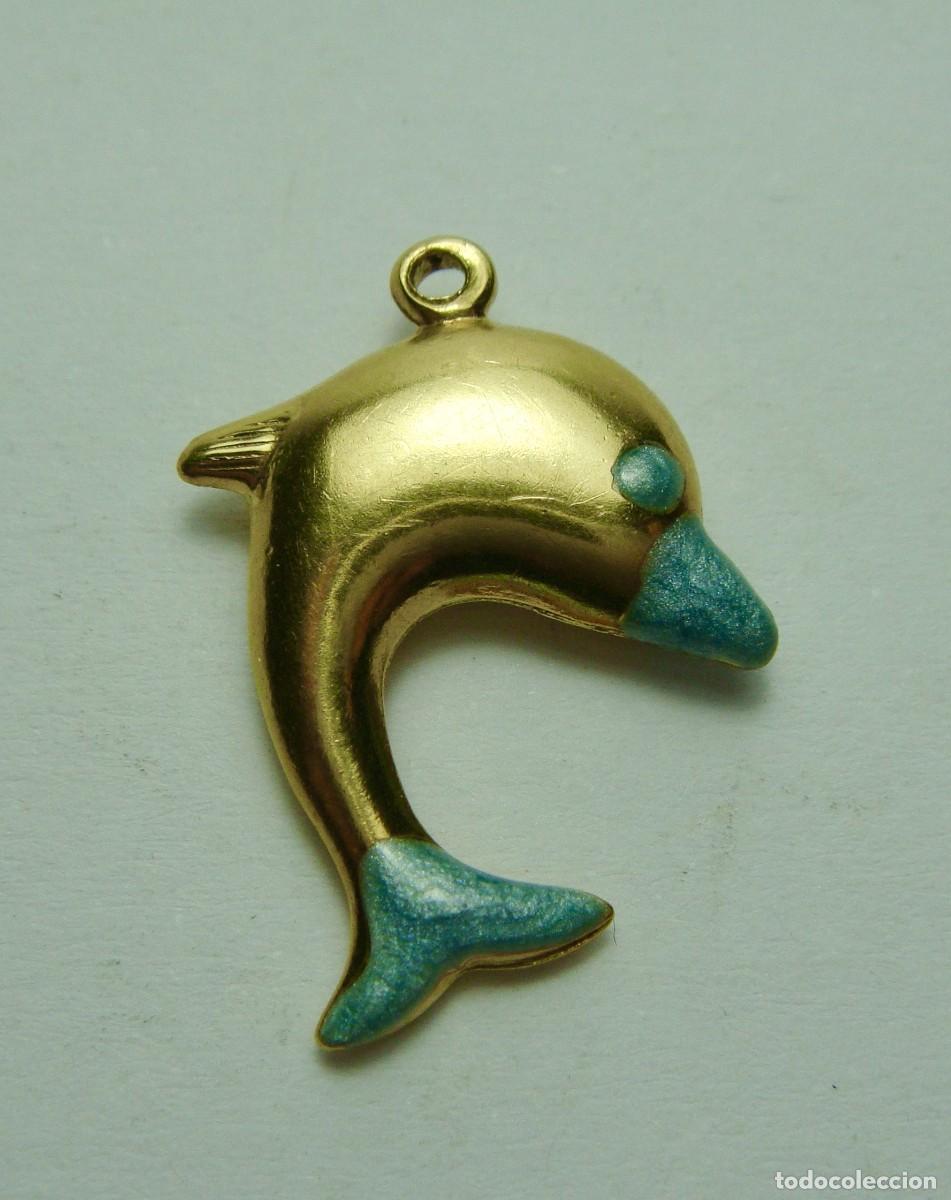 Joyeria: Colgante en forma de delf&iacute;n en ORO de 18K con esmalte - Foto 1
