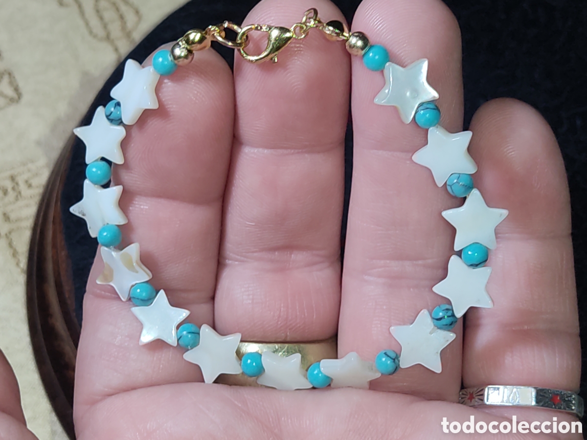 Joyeria: Pulsera de estrellas de n&aacute;car.Vintage.Nueva. - Foto 7