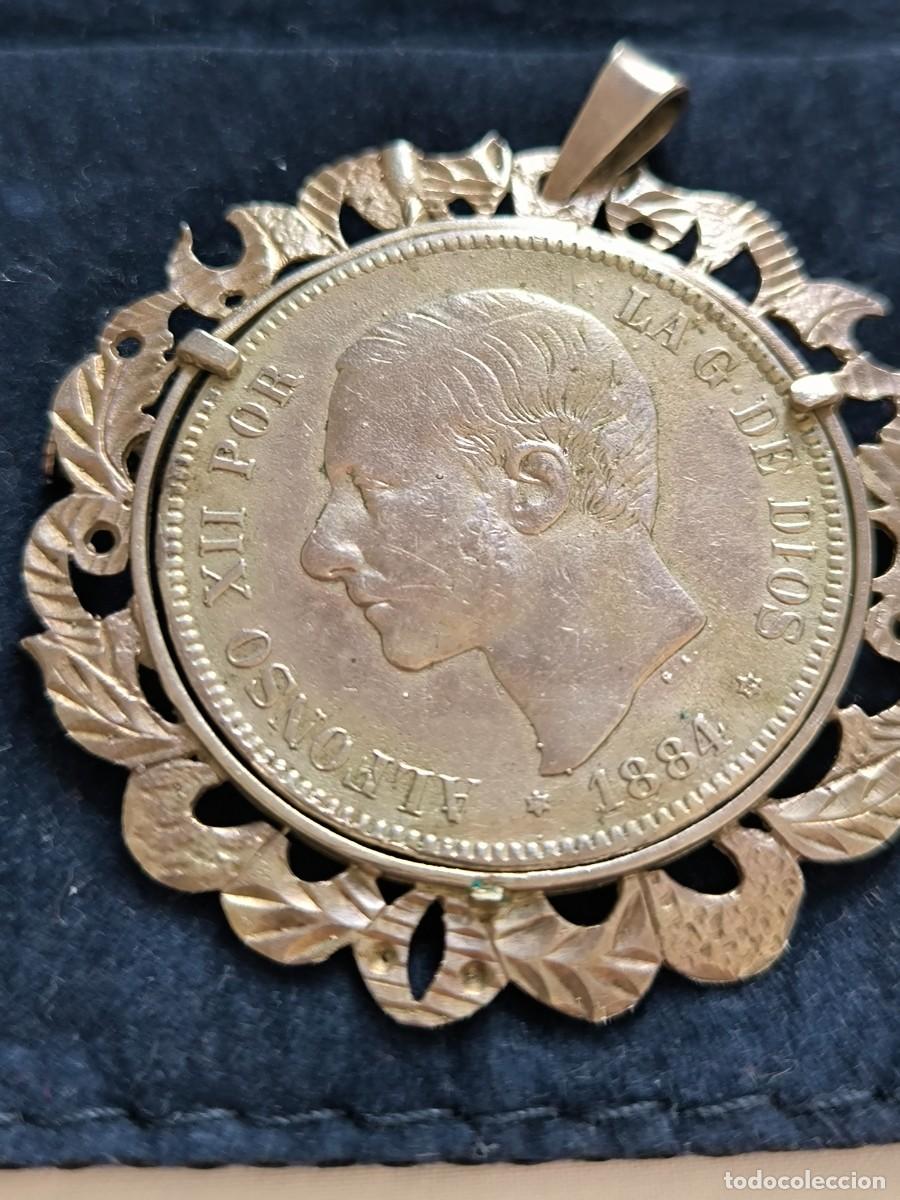 Jewelry: Moneda broche colgante Alfonso XII