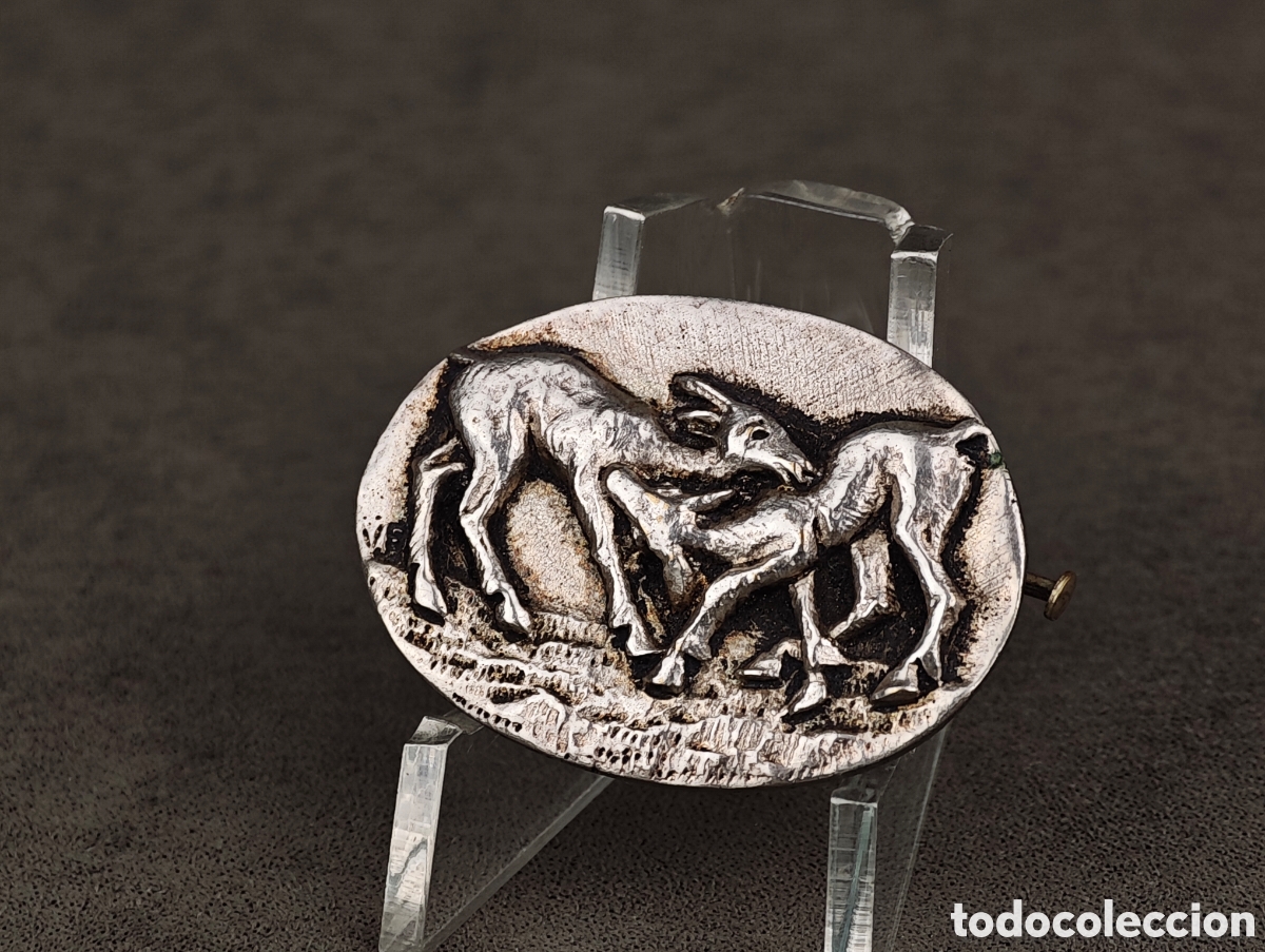 Joyeria: Antiguo Broche Metal Plateado - Foto 3