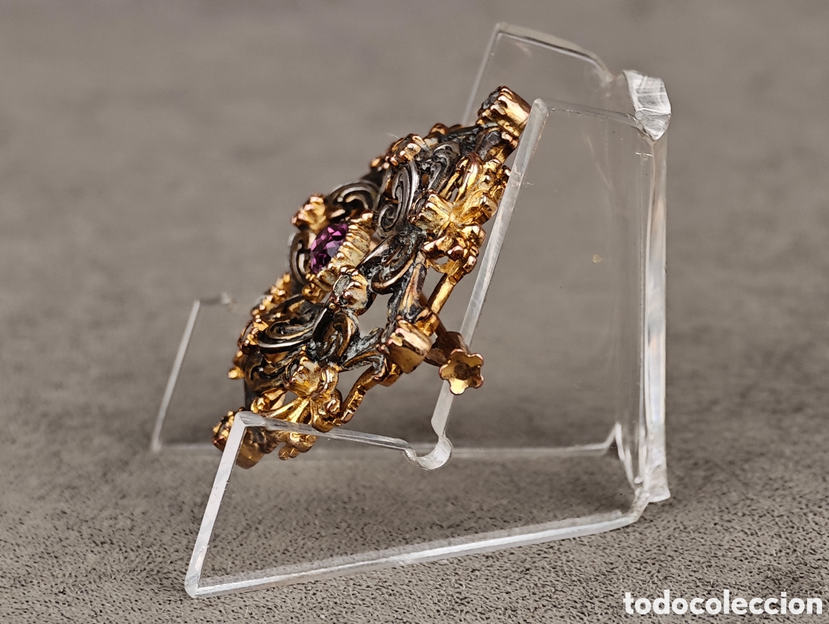 Joyeria: Antiguo Broche de Metal Dorado - Foto 6