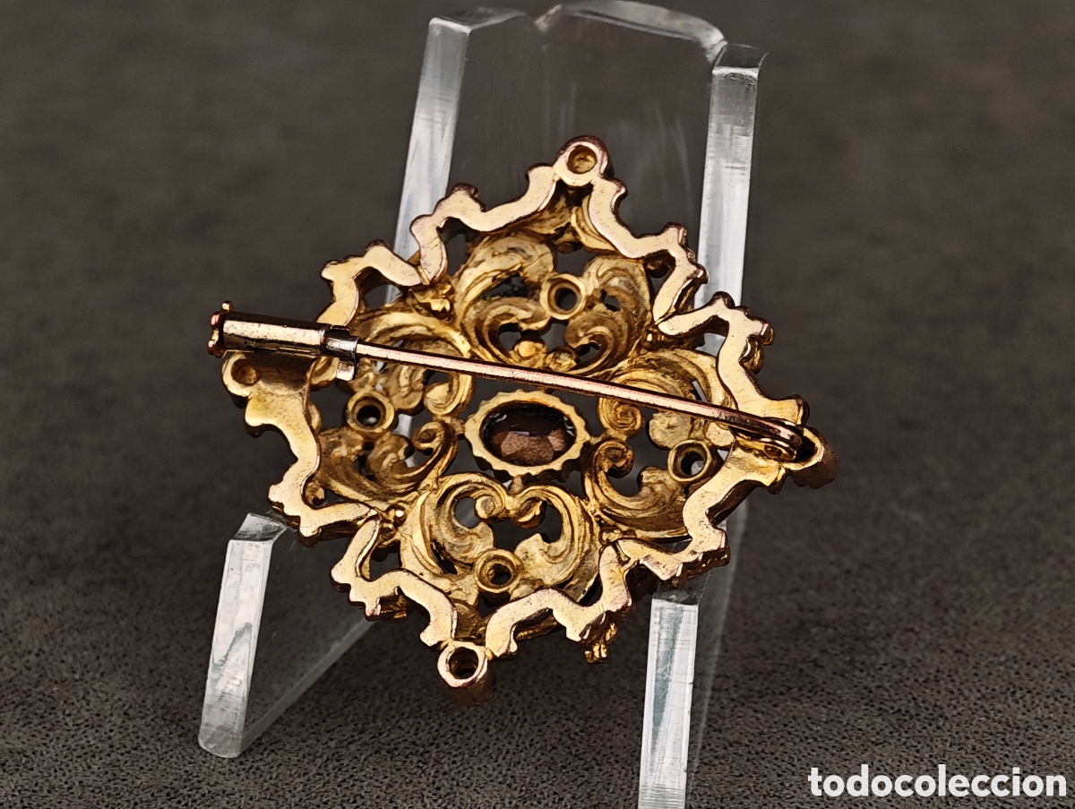 Joyeria: Antiguo Broche de Metal Dorado - Foto 7