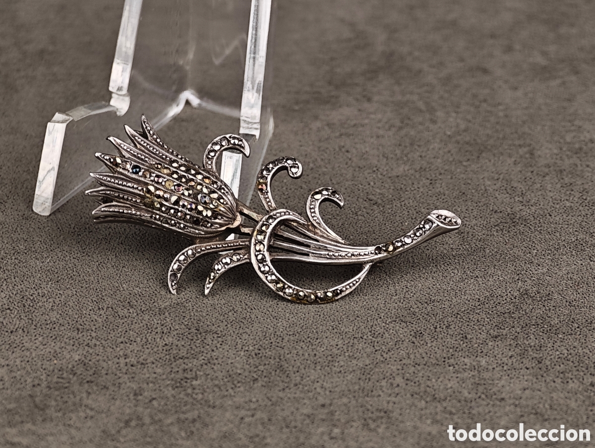 Joyeria: Antiguo Broche de Plata y Marcasitas - Foto 2
