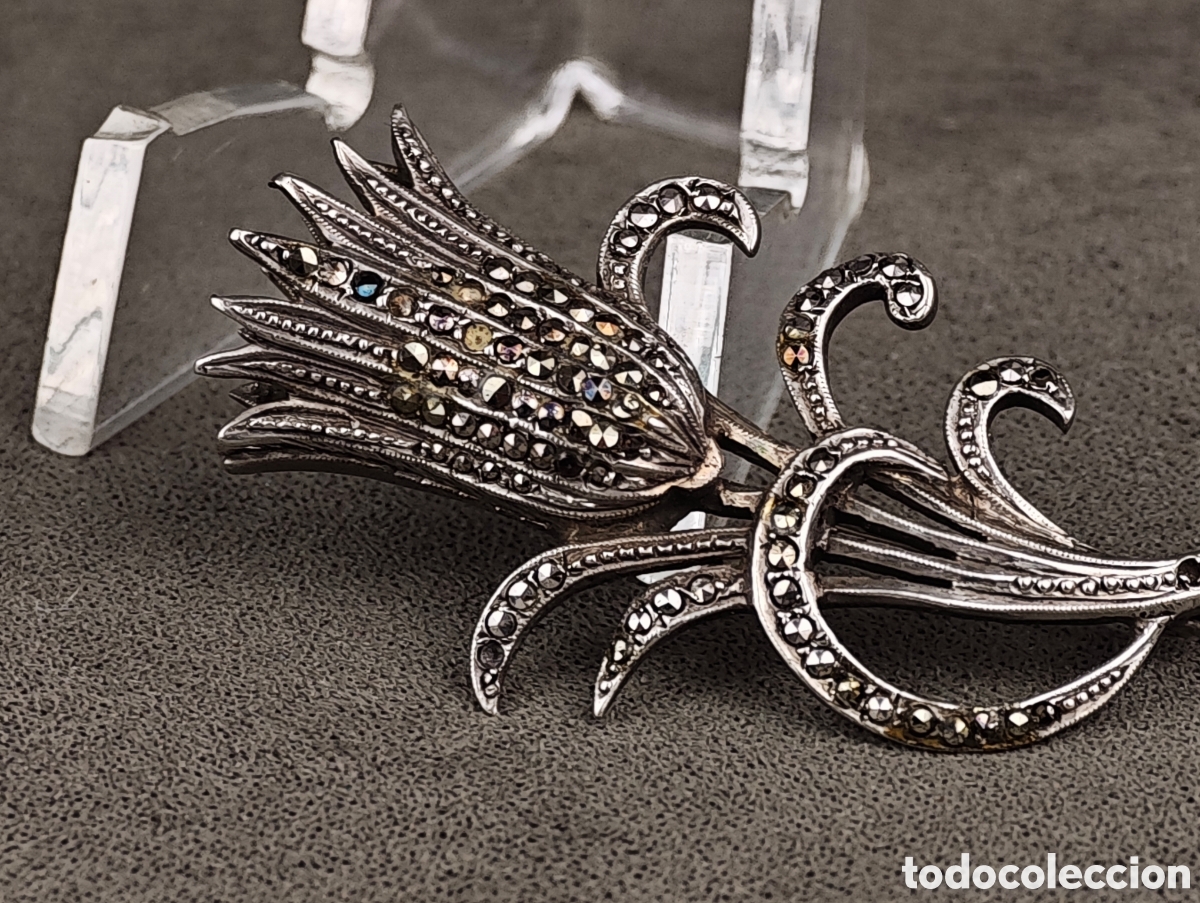 Joyeria: Antiguo Broche de Plata y Marcasitas - Foto 3