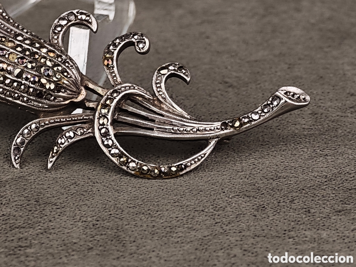 Joyeria: Antiguo Broche de Plata y Marcasitas - Foto 4