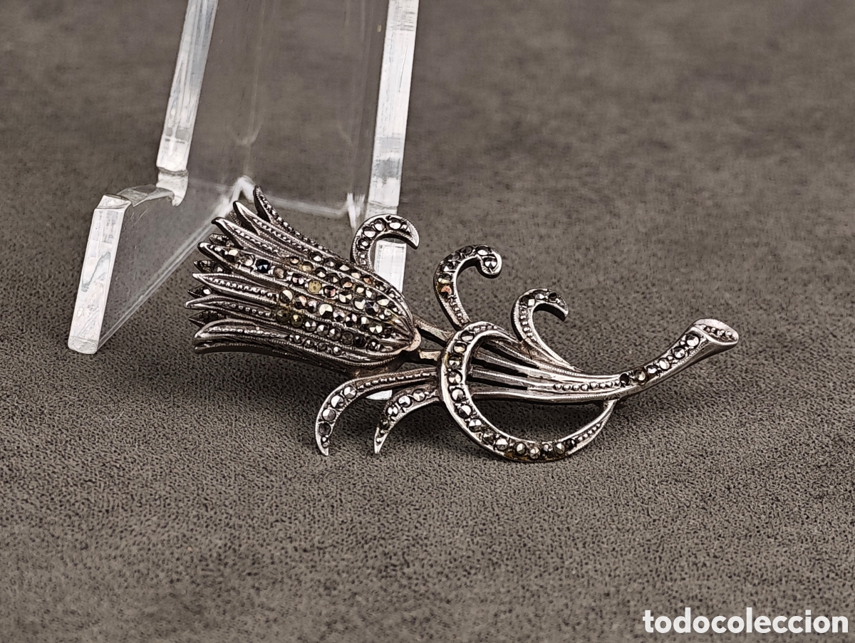 Joyeria: Antiguo Broche de Plata y Marcasitas - Foto 6