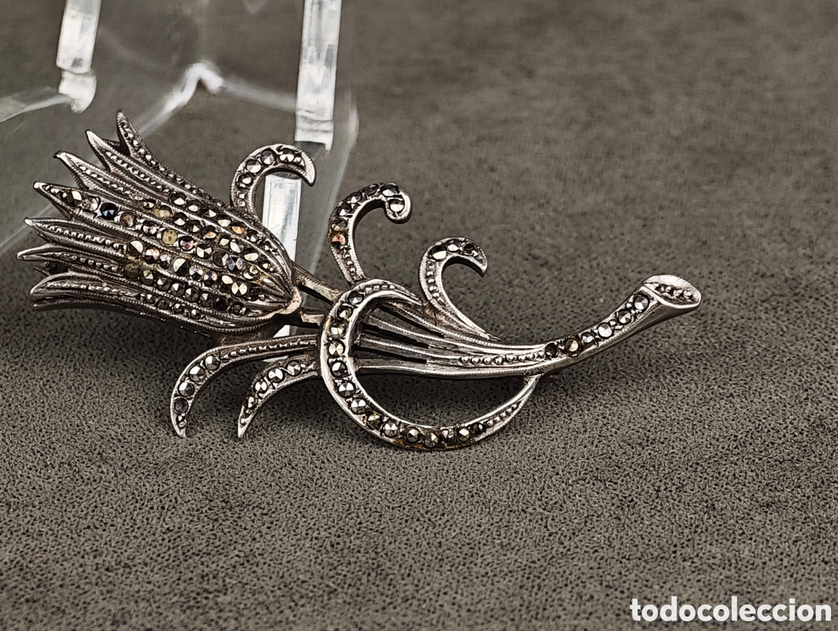 Joyeria: Antiguo Broche de Plata y Marcasitas - Foto 1