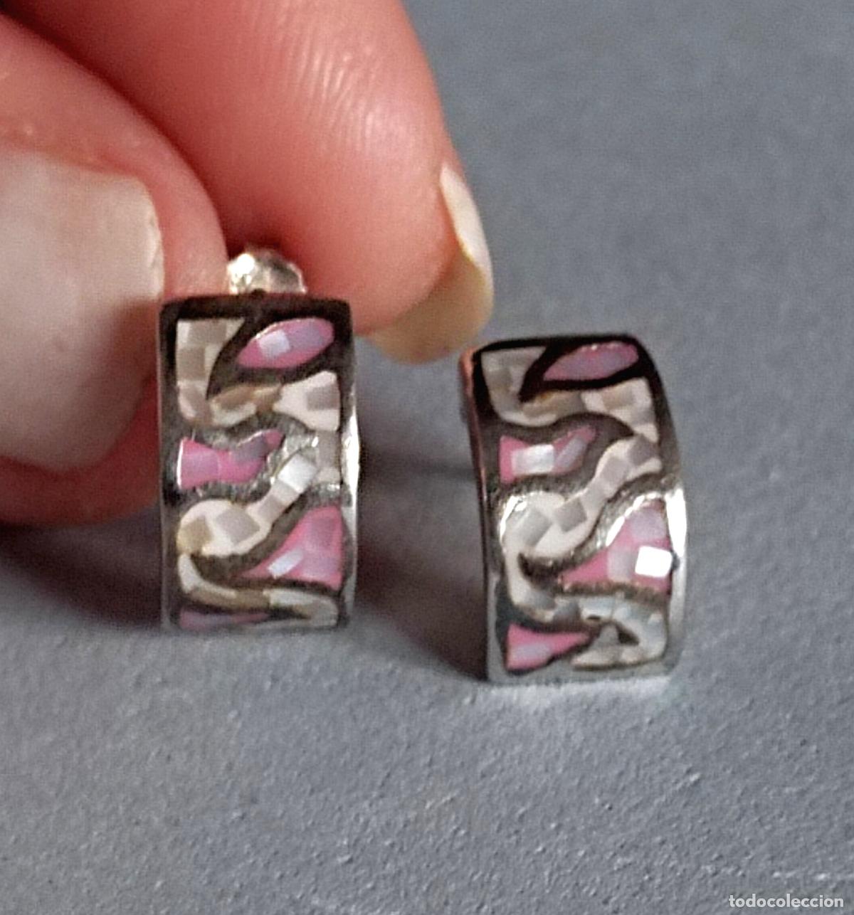 Joyeria: Pendientes plata de ley contrastada con n&aacute;car. - Foto 2