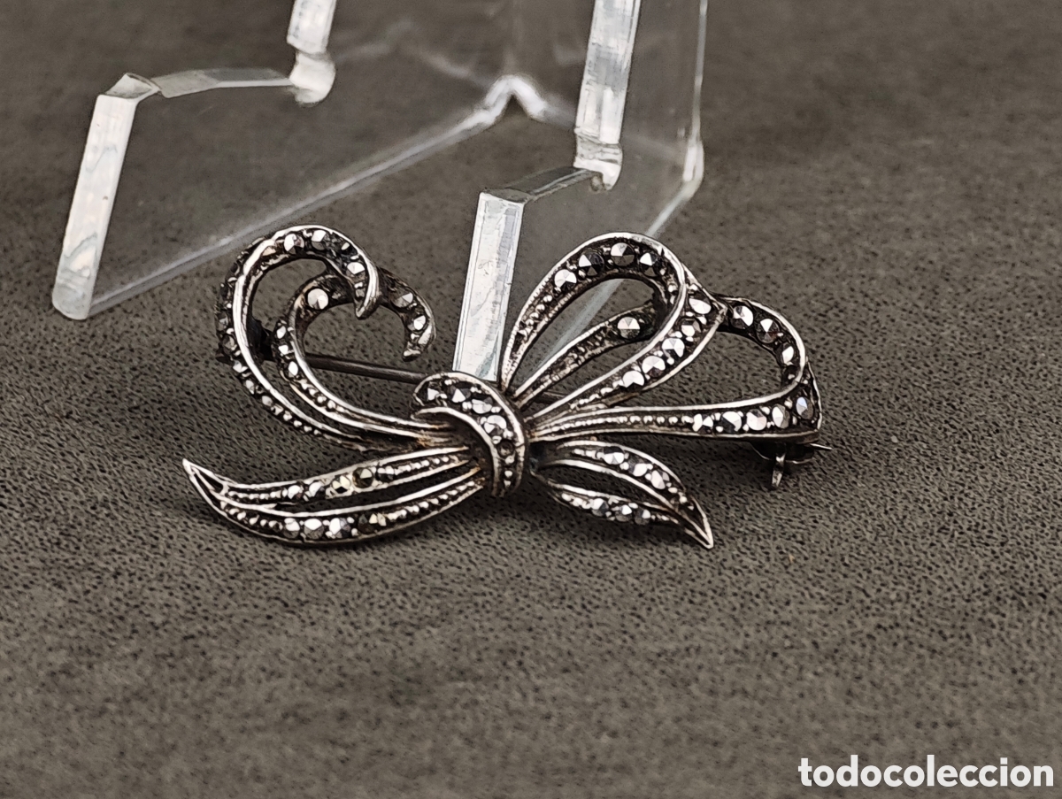 Joyeria: Antiguo Broche de Plata y Marcasitas - Foto 2