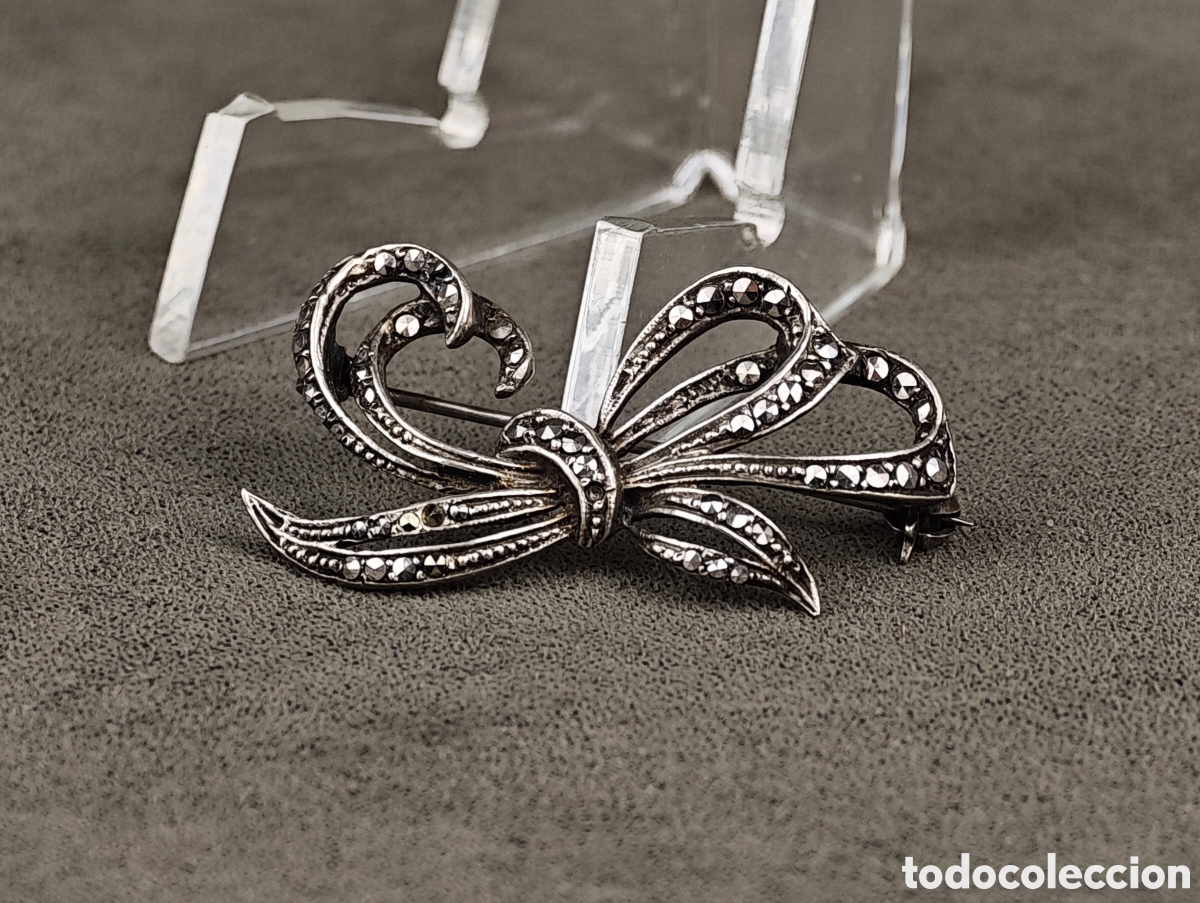 Joyeria: Antiguo Broche de Plata y Marcasitas - Foto 3