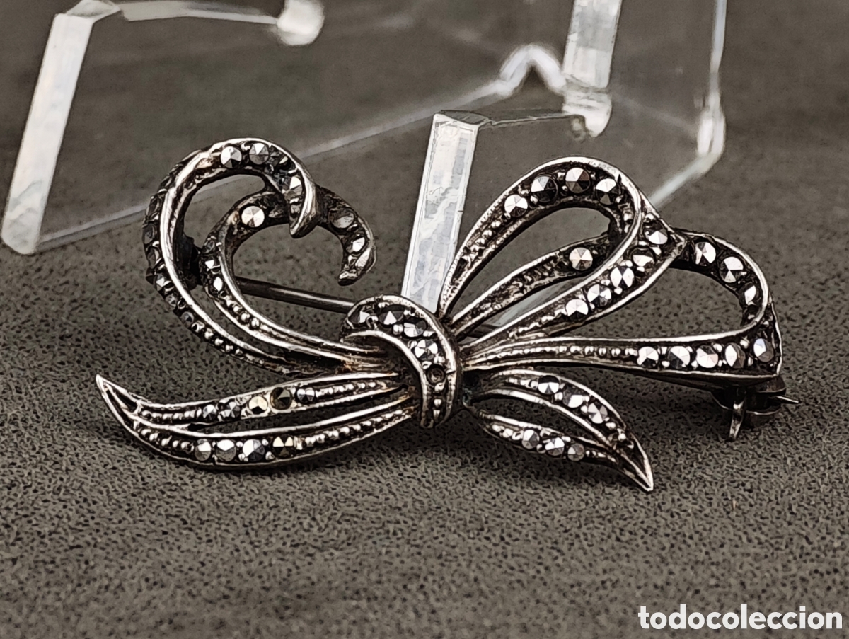 Joyeria: Antiguo Broche de Plata y Marcasitas - Foto 4