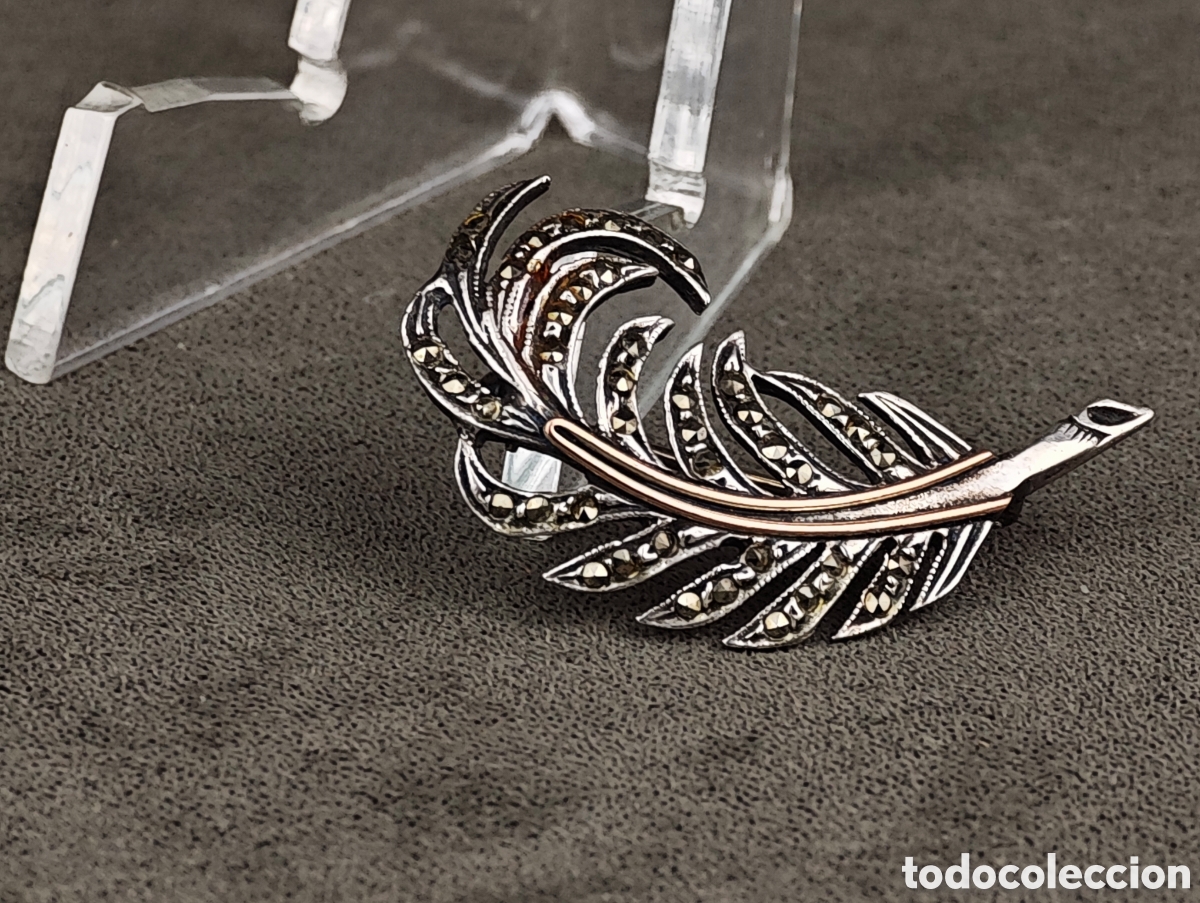 Joyeria: Antiguo Broche de Plata Oro y Marcasitas - Foto 3