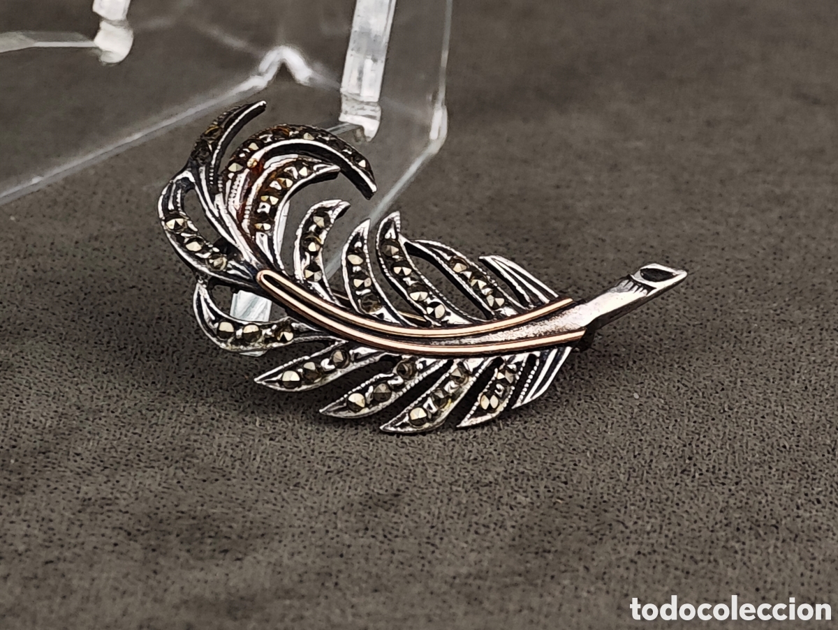 Joyeria: Antiguo Broche de Plata Oro y Marcasitas - Foto 4