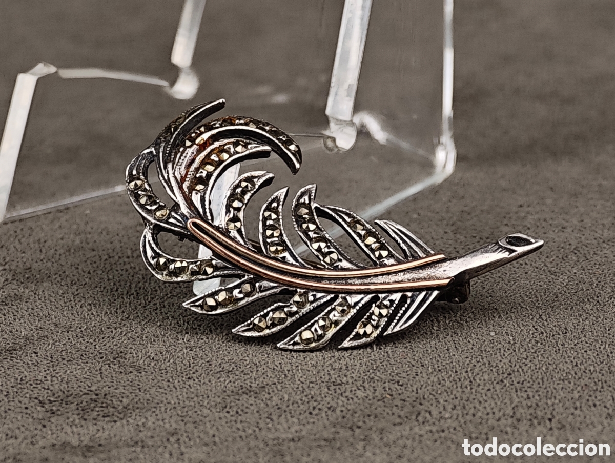 Joyeria: Antiguo Broche de Plata Oro y Marcasitas - Foto 5