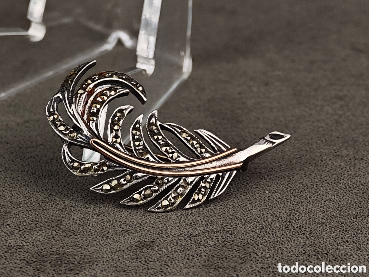 Joyeria: Antiguo Broche de Plata Oro y Marcasitas - Foto 1