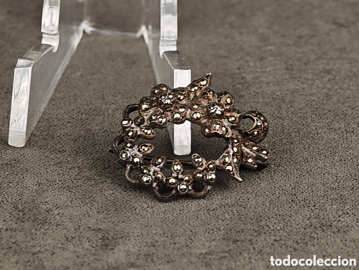 Joyeria: Antiguo Broche de Metal Plateado - Foto 2