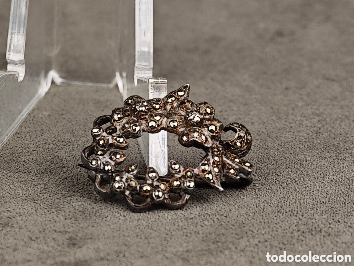 Joyeria: Antiguo Broche de Metal Plateado - Foto 3