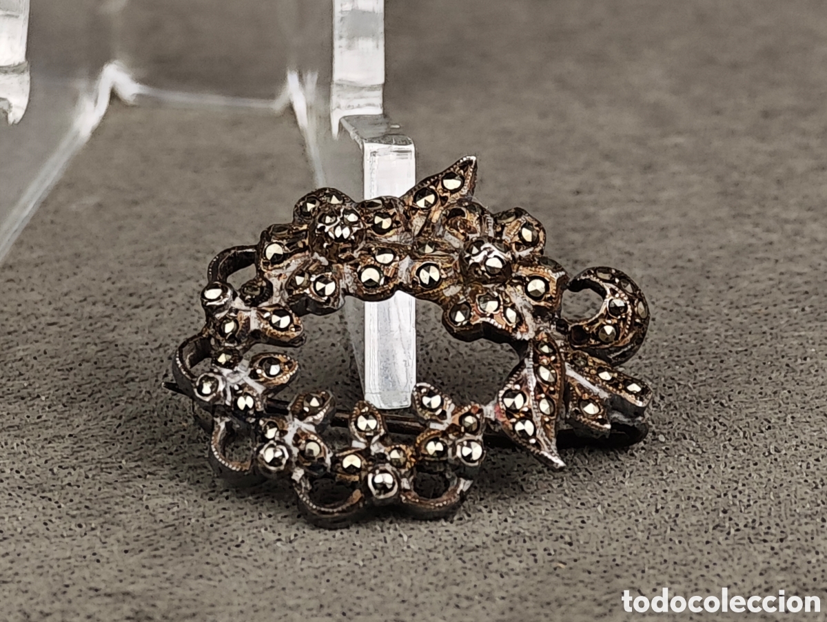 Joyeria: Antiguo Broche de Metal Plateado - Foto 4
