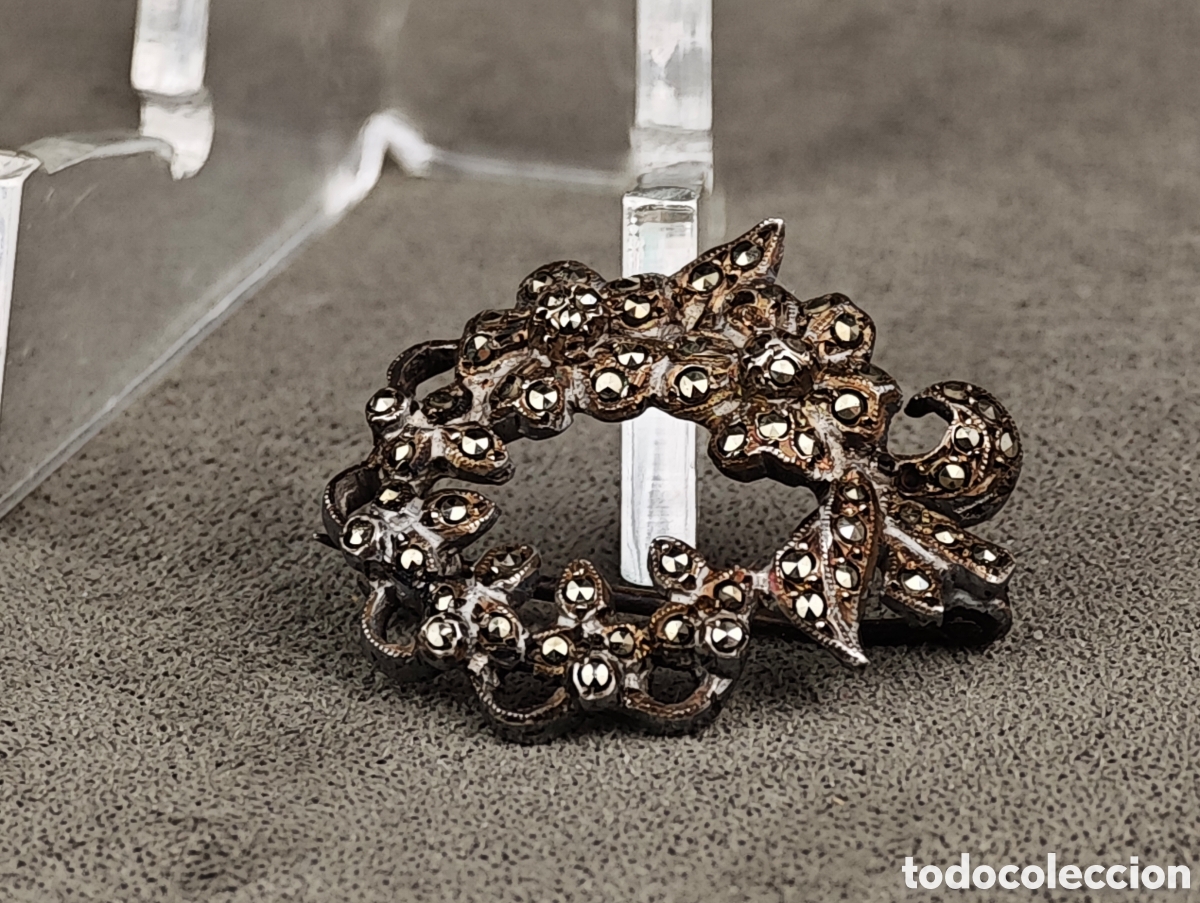 Joyeria: Antiguo Broche de Metal Plateado - Foto 5