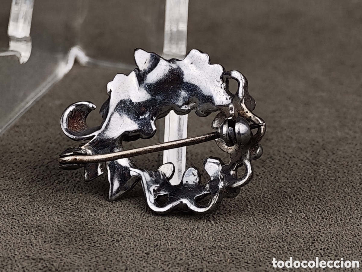 Joyeria: Antiguo Broche de Metal Plateado - Foto 6
