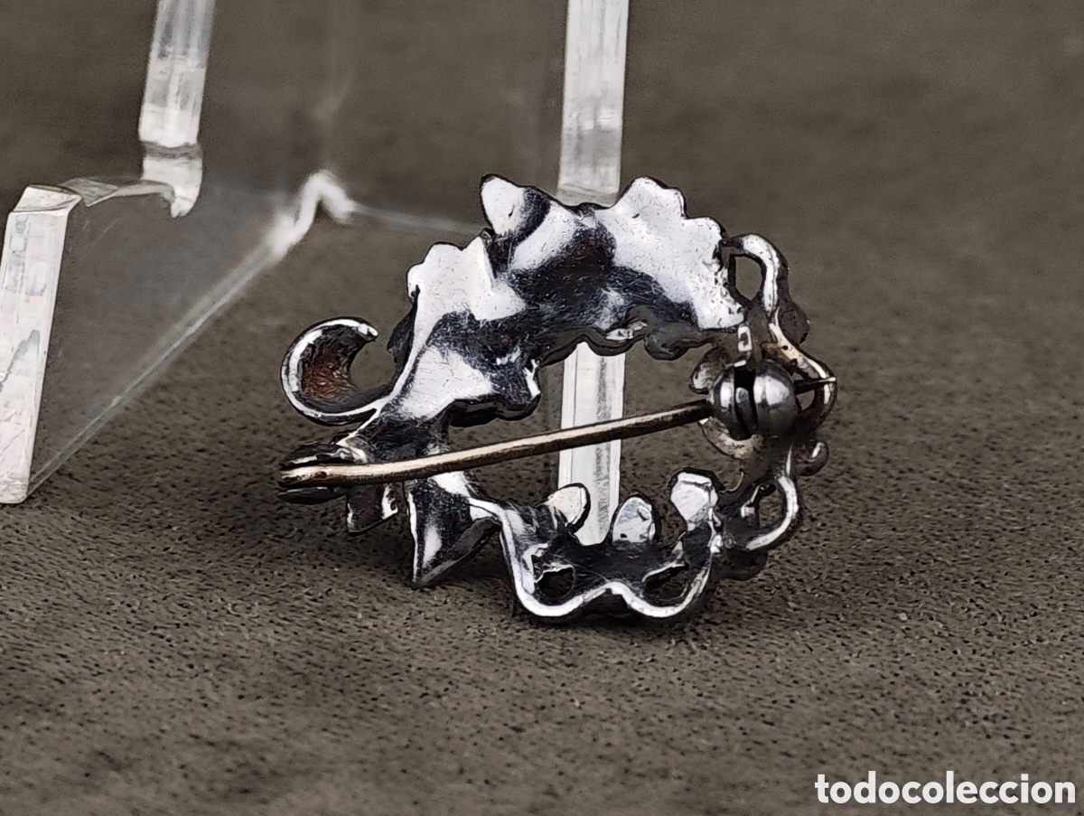 Joyeria: Antiguo Broche de Metal Plateado - Foto 7